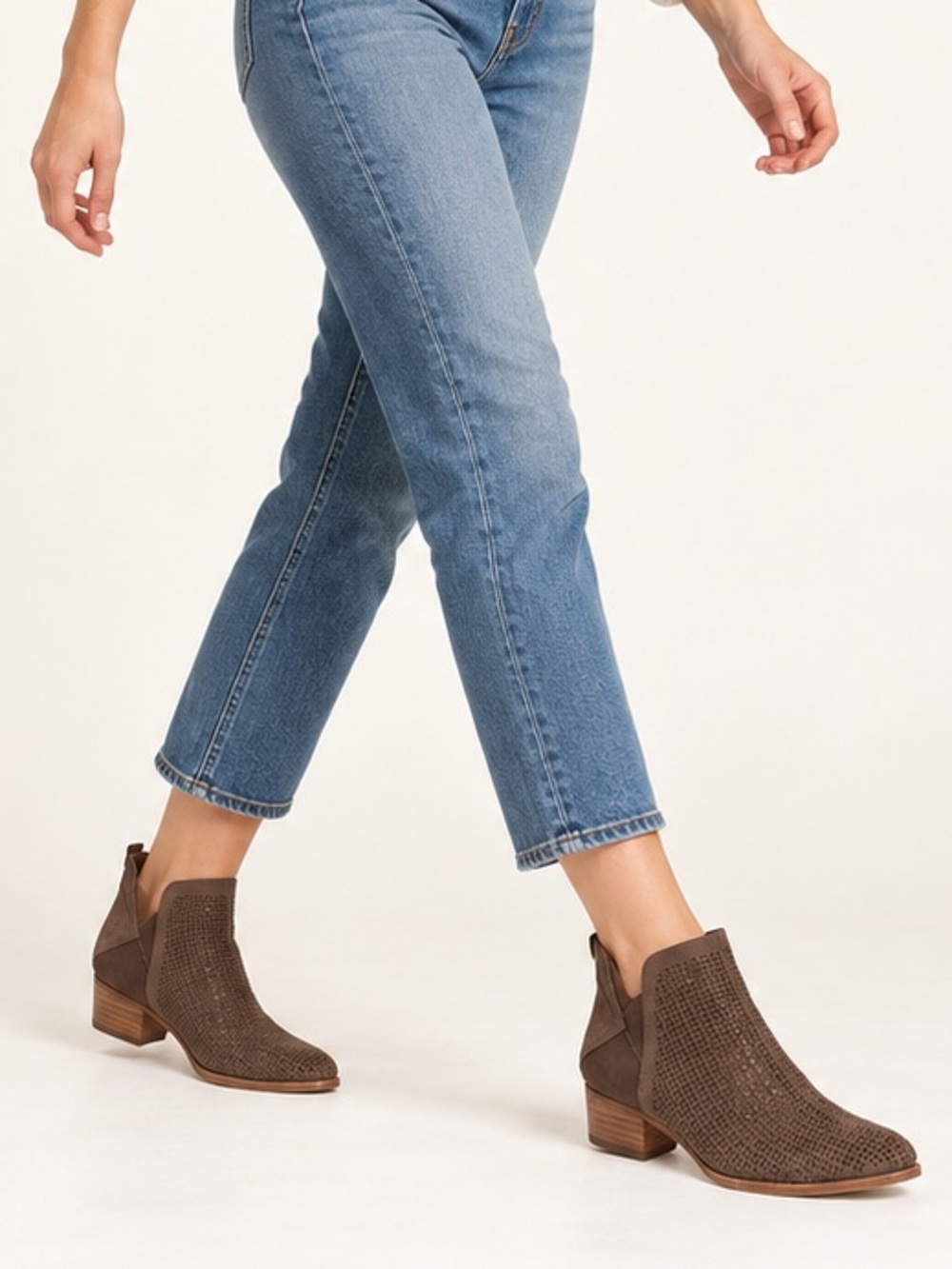 Vince Camuto Brown Celena Perforated Suede Ankle Booties. Size 7.5